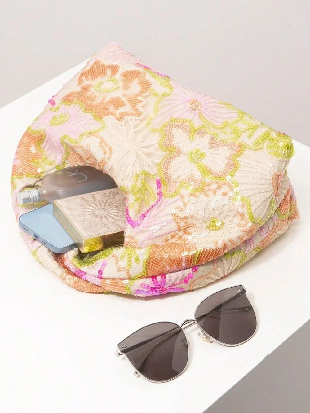 Multicolor Casual Women's Shiny Colorful Pleated Handbag